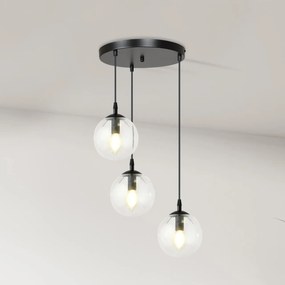 Lampadario a Sospensione COSMO 3 BLACK TRANSPARENT PREMIUM