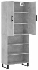 Credenza grigio cemento 69,5x34x180 cm in legno multistrato
