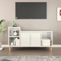 Mobile Porta TV Bianco Lucido 100x35x55 cm in Legno Multistrato 821174