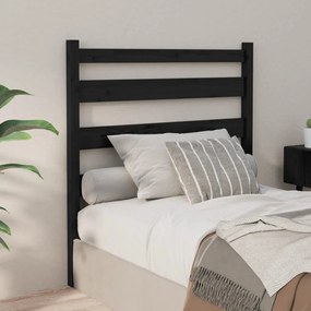 Testiera Per Letto Nera 106x4x100 Cm İn Legno Massello Di Pino /