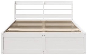 Giroletto con testiera bianco 135x190 cm legno massello di pino