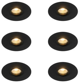 Set di 6 Faretti da Incasso Moderni Neri 12 cm - Buco