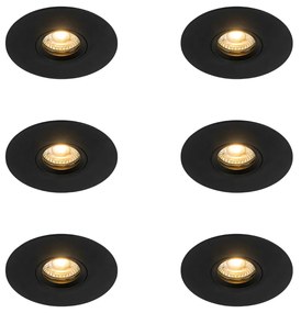 Set di 6 Faretto da incasso moderno nero 12 cm - BUCO