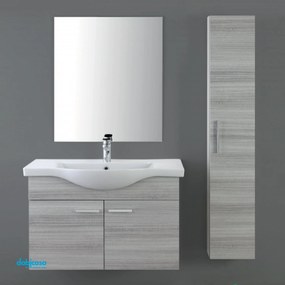 Mobile Bagno Sospeso "Stella" Da 85 Cm Composta Da Due Ante Finitura Grigio