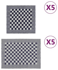 Set Strofinacci 10 Pz İn Cotone Blu E Bianco /