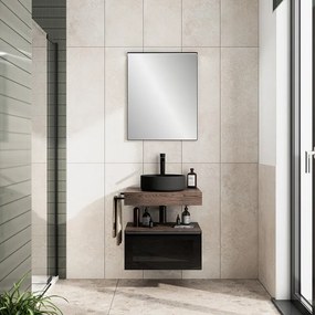 Mobile da bagno sospeso Star con top integrato L 60.3 x H 30 x P 46 cm noce walnut, 1 cassetto