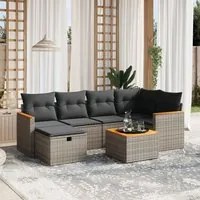 Set Divani da Giardino 7 pz con Cuscini Grigio in Polyrattancod mxl 89758