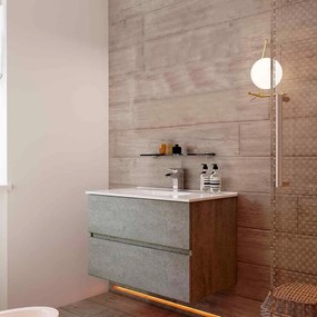 Mobile per bagno sospeso color cemento