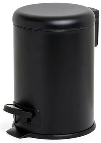 Cestino bagno nero acciaio inox con apertura a pedale e secchio interno removibile