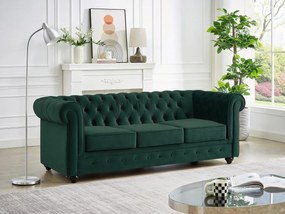 Divano 3 posti in Velluto Verde - CHESTERFIELD