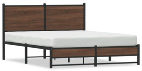 Giroletto Senza Materasso İn Metallo Rovere Marrone 140x190 Cm /