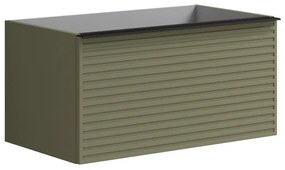 Mobile da bagno sotto lavabo Pixel laccato opaco verde salvia L 80 x H 40 x P 45.5 cm 2 cassetti, lavabo non incluso