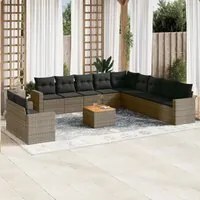 Set Divani da Giardino 12 pz con Cuscini Grigio in Polyrattan 3224205