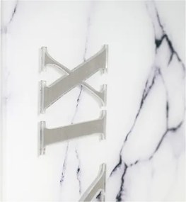 Orologio quadrato 65x65 cm in vetro temperato effetto marmo Bianco e Nero - OMIZ