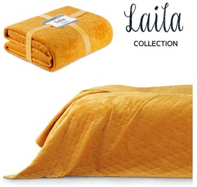 Copriletto trapuntato in velluto giallo 220x240 cm Laila - AmeliaHome