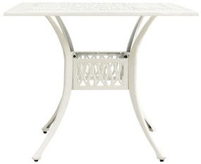 Tavolo da giardino bianco 90x90x73 cm in alluminio pressofuso