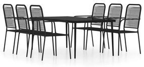 Set mobili da pranzo per giardino 7 pz nero