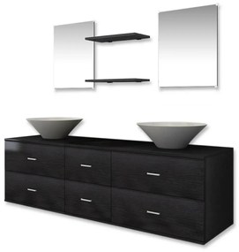 Mobili da bagno con lavabo set 7 pz nero