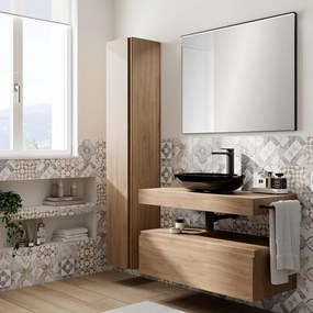 Colonna Step L30 H180 P32 con 1 anta reversibile a chiusura ammortizzata, rovere oak