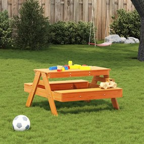 Tavolo picnic bambini marrone cera 88x97x52 cm massello pino