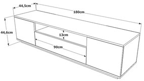 Mobile TV Da Terra 180 Cm Con Vano Ed Ante Antracite E Legno Todd