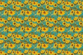 Carta da parati – Girasoli su sfondo blu