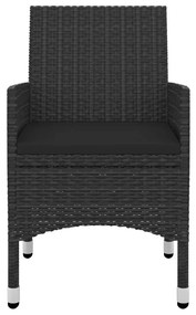 Set da pranzo da giardino 5 pz con cuscini polyrattan e vetro