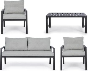 Salotto da esterno in alluminio 4 posti Antracite Bizzotto Lorillard New