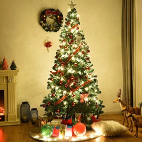 Costway Albero di natale artificiale 240cm in PVC con 1138 rami, supporto in metallo e piedi in gomma Verde