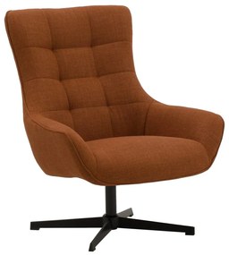 Poltrona girevole CARTAGENA in tessuto terracotta e base in metallo nero