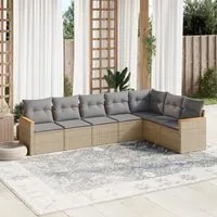 Set Divano da Giardino 7 pz con Cuscini Beige Misto Polyrattancod mxl 113060