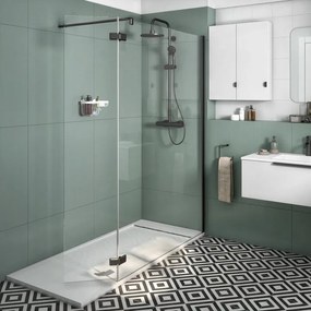 Box doccia walk-in Neo, vetro 8 mm, L 158-159.5 cm x H 200 cm, profilo nero