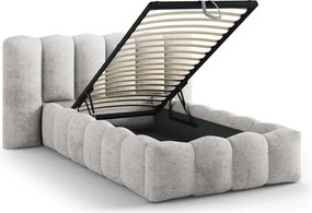 Letto singolo imbottito grigio con contenitore con rete inclusa 90x200 cm Lupine – Micadoni