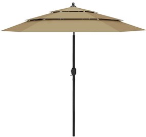 Ombrellone A 3 Livelli Con Palo İn Alluminio Tortora 2,5 M /