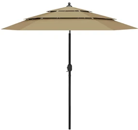 Ombrellone A 3 Livelli Con Palo İn Alluminio Tortora 2,5 M /