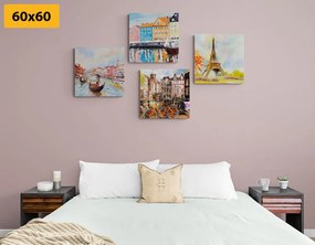 Set di quadri – Città dipinte in colori pastello