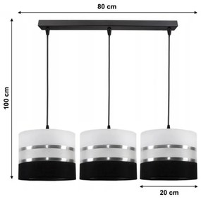 Lampadario a sospensione con filo CORAL 3xE27/60W/230V bianco e nero