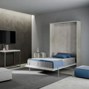 Letto matrimoniale francese THERES a scomparsa verticale Grigio 154x39xh210 cm