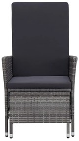 Set Divani da Giardino 3 pz con Cuscini in Polyrattan Grigio