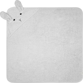Asciugamano con cappuccio da bambini grigio in cotone 76x76 cm Rabbit – Kindsgut