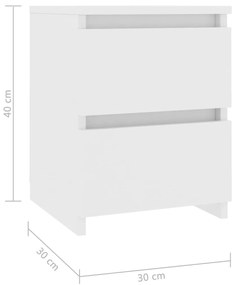 Comodini 2 pz Bianco 30x30x40 cm in Legno Ingegnerizzato