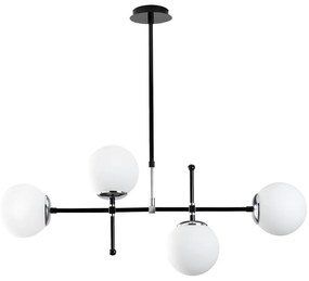 Lampadario con altezza regolabile 4 sfere L. 108 x H. 67/82 cm in Metallo Nero e Bianco - LEGEND