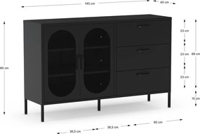 Cassettiera nera 140x90 cm Diora - Marckeric