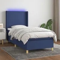 Letto a Molle con Materasso e LED Blu 80x200 cm in Tessuto 3138675