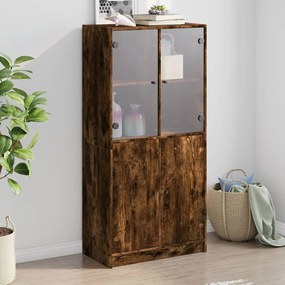 Credenza Con Ante Rovere Fumo 68x37x142 Cm Legno Multistrato /