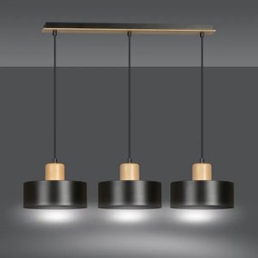 Lampadario a sospensione con filo TORIN 3xE27/15W/230V nero