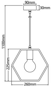 Aigostar - Lampada a sospensione in legno su cavo 1xE27/60W/230V pino