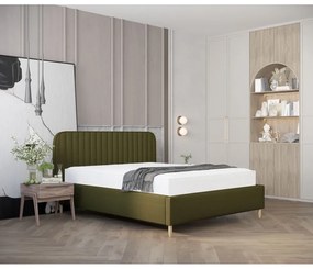 Letto matrimoniale imbottito verde con spazio contenitivo e rete 180x200 cm Noto - Maison de Rêve