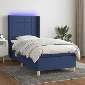 Letto A Molle Con Materasso E Led Blu 90x200 Cm İn Tessuto /
