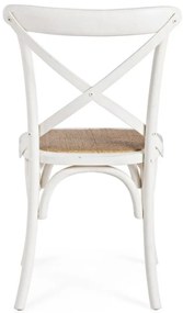 Set di 2 sedie CROSS in legno di olmo bianco e rattan naturale